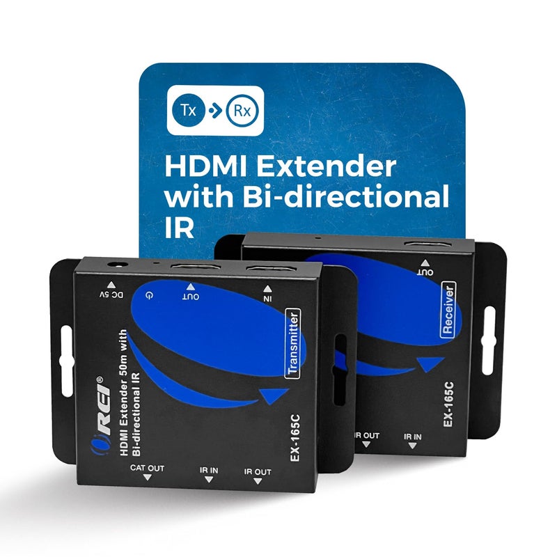 OREI HDMI over Ethernet Extender over Cat6/Cat7 Cable upto 165 Feet 1080p, Full HD, Local Loop Out Option, with IR Control EDID POC Function Transmitter and Receiver (EX-165C) - Image 2